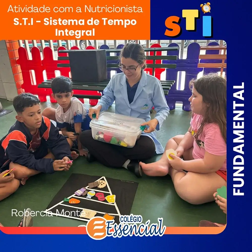 alunos prendendo na sala de aula com a nutricionista